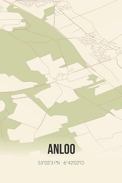 Alte Landkarte von Anloo (Drenthe) von Rezona