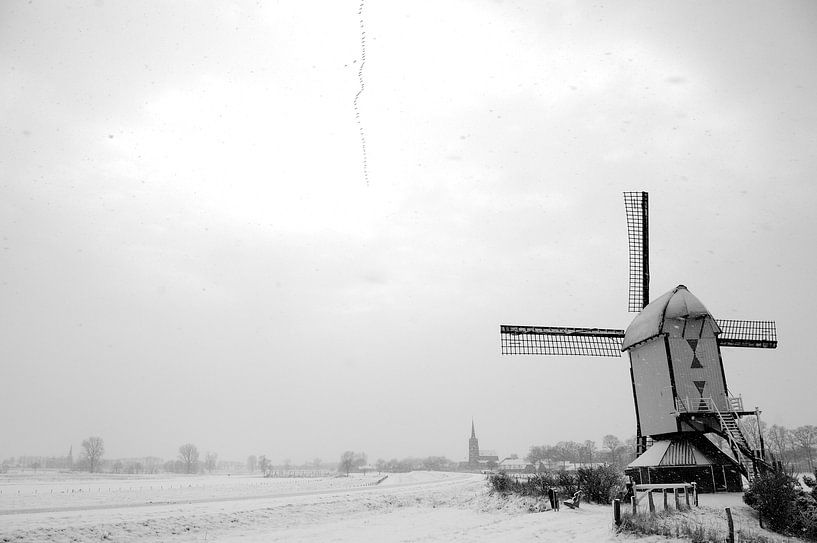 Batenburger Mühle im Schnee von Henk Hulshof