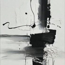 Abstrakte Malerei - Schwarz und Weiß Dynamisch und Elegant von Joriali Abstrakte Kunst