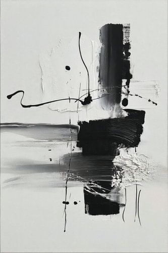 Peinture abstraite - Noir et blanc Dynamique et élégant sur Joriali Art abstrait