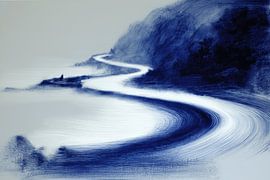 Virage en épingle à cheveux sur la route côtière sur Chromatic Storm Studio