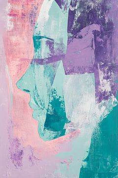Vrouw Portret in Pastel Reflectie Abstracte Stilte van Eva Lee