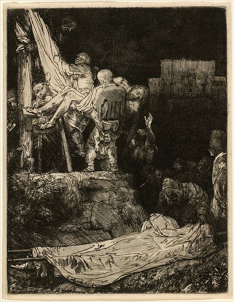 Rembrandt van Rijn, De Kruisafneming bij Toorts licht van Rembrandt van Rijn