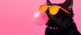 Black cat with sunglasses and chewing gum by Poster Art Shop