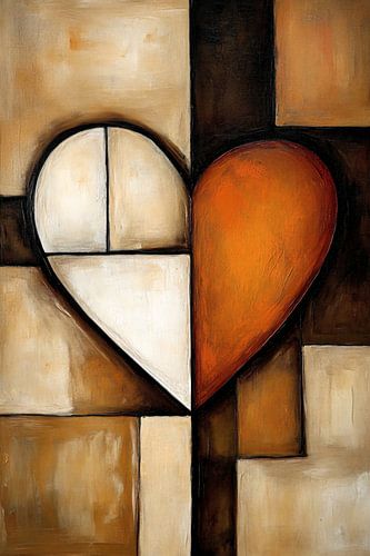 Heart Cubism Earth tones