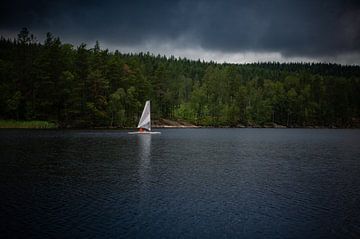 Zeilboot in Camp Grinsby - Zweden van Vincent D'hondt