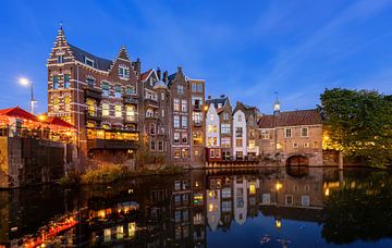 Avond in de wijk Delfshaven van Rotterdam, Nederland