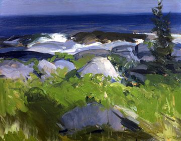 Vine Clad Shore, Monhegan Island (1913) schilderij van George Wesley Bellows. van Dina Dankers