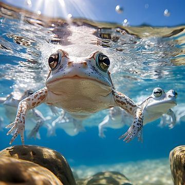 Bathing frogs by Heike Hultsch