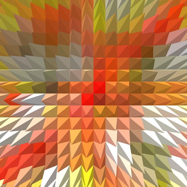 graphics 2d moderne werk in geel en rood symmetrisch compositie een rode piramide par Groothuizen Foto Art