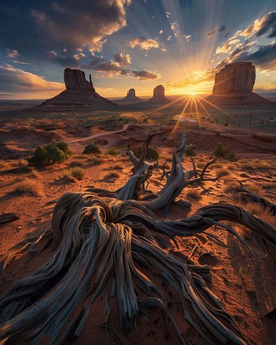 Illuminated buttes in the morning light