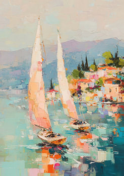Two sailing boats on the calm shore