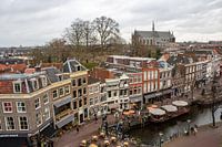 Old city center of Leiden near the Nieuwe Rijn.