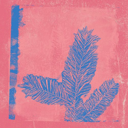 Kerstmis in neonkleuren. Moderne botanische kunst in roze en blauw