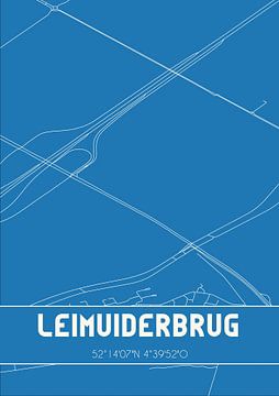 Blauwdruk | Landkaart | Leimuiderbrug (Noord-Holland) van Rezona