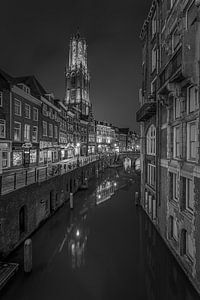 Domtoren und Vismarkt in Utrecht am Abend