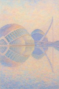 Valencia Stadt der Künste und Wissenschaften – Moderner Architektur-Impressionismus-Druck