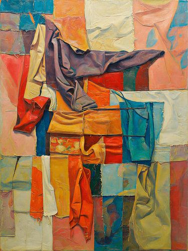 Vintage-Mixed-Media-Kunst, farbenfrohes Patchwork