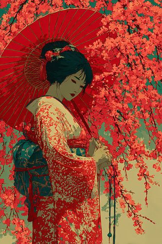 schilderachtige japanse kunst Geisha vrouw