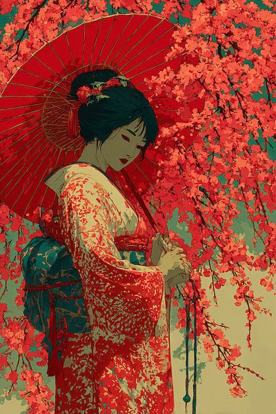 picturesque japanese art Geisha woman by Egon Zitter