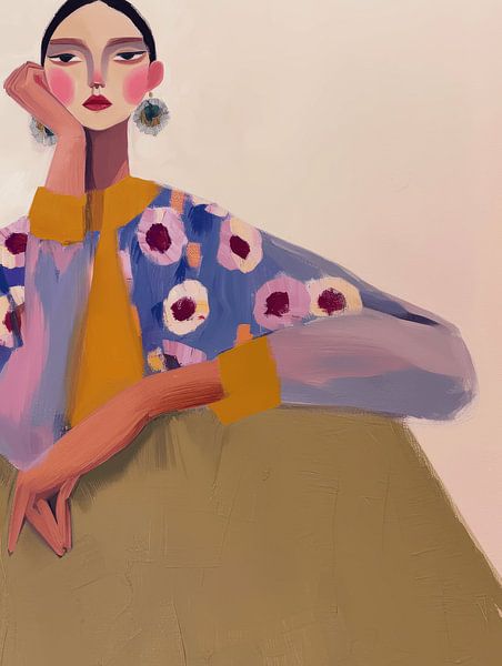 Colourful modern and abstract portrait by Carla Van Iersel
