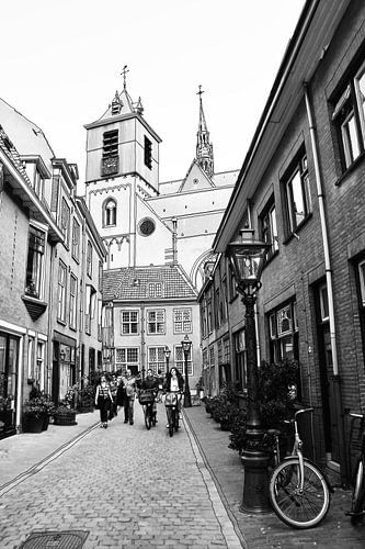 Aquarel Pentekening Beschuitsteeg Leiden Nederland Tekening Lijntekening