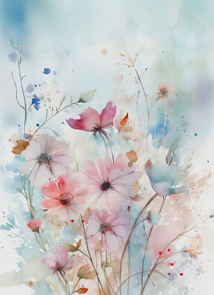 Blumen in romantischer Aquarelltechnik 1 von ByNoukk