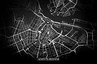 Amsterdam - Abstrakte Karte in Schwarz-Weiß von Art By Dominic Miniaturansicht