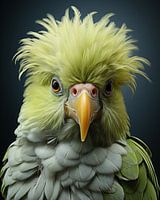 Humoristische vogel in groen