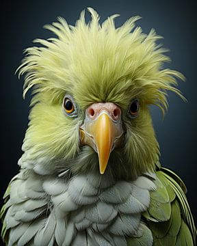 Humoristische vogel in groen van Studio Allee