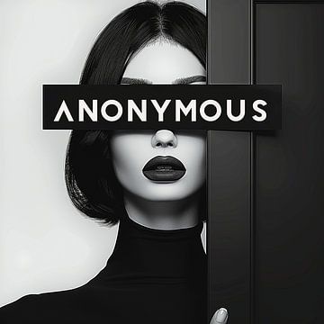 Anonymous: Mysterie en Elegantie in Zwart-Wit Portret van Karina Brouwer
