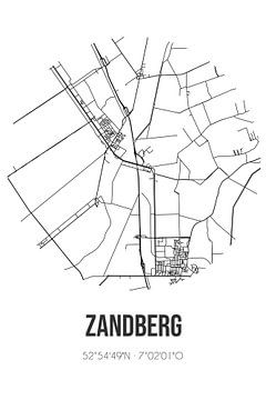 Zandberg (Drenthe) | Carte | Noir et blanc sur Rezona