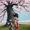 Geisha unter den Kirschblüten von Jolique Arte