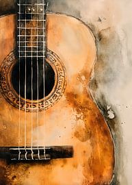 Guitare orange art musical #guitare sur JBJart Justyna Jaszke
