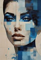 Abstract Blue Portrait - Geometric Art Print for Modern Interiors