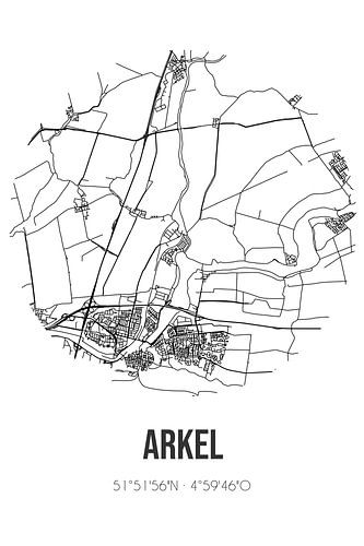 Arkel (Zuid-Holland) | Landkaart | Zwart-wit