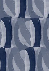Retro-Muster in Blau und Weiß auf Leinen. von Dina Dankers