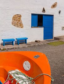 A brightly colored street, Ajuy, Fuerteventura, Canary Islands, Spain, by Rene van der Meer