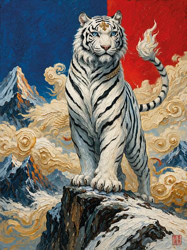 White tiger painting.