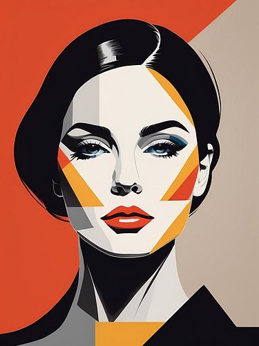 Pop Art Femme Portrait Abstrait Géométrique
