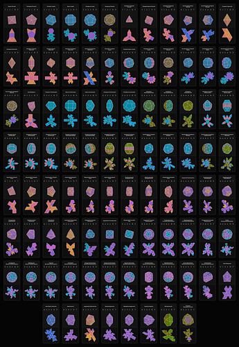 Johnson Solids Poster – Neon auf Schwarz