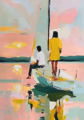 Zeilboot met twee figuren