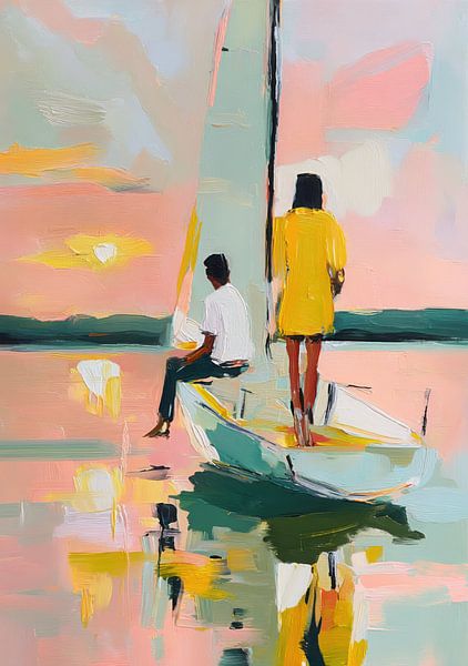 Sailing boat with two figures by Niklas Maximilian