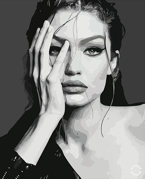 Minimalistisch portret Gigi Hadid van Demi Huisman