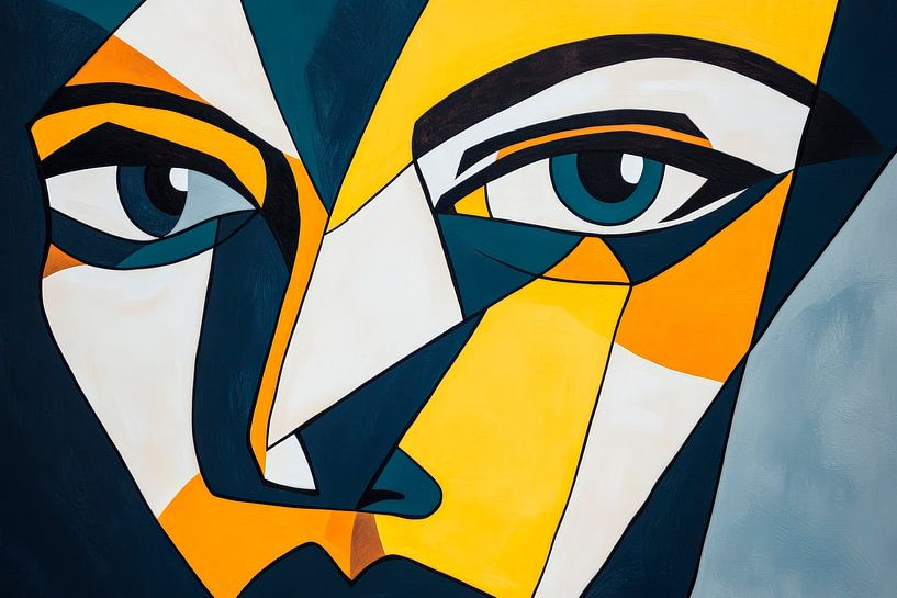 Portrait géométrique aux couleurs vives par Poster Art Shop