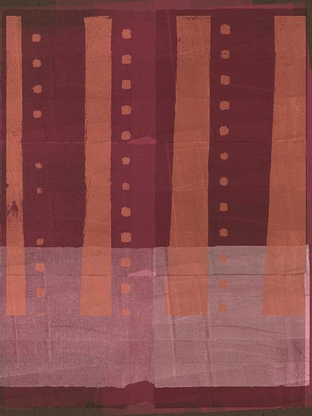 Abstract geometric art in pink, terra, terracotta and tangerine by Abstract Minimalist Art