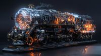 Illuminated Mechanical Locomotive in Glass and Bronze