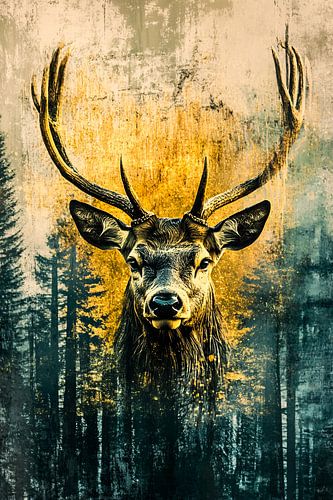 Abstract portret van een hert