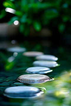 Water droplets on stones - relaxing nature by Poster Art Shop