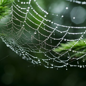 Spinnennetz in einem nebligen Wald von The Xclusive Art
